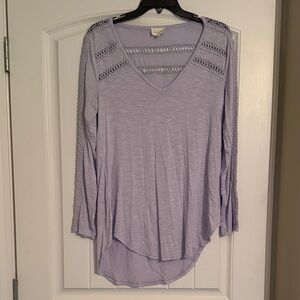 Anthropologie Deletta Light Purple Crochet Accent Blouse